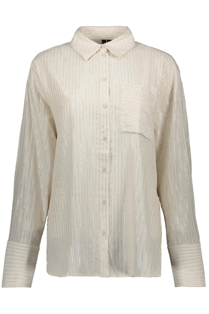 VMPAULINE LS SHIRT WVN GA 10324604 SILVER LINING/SNOW WHITE